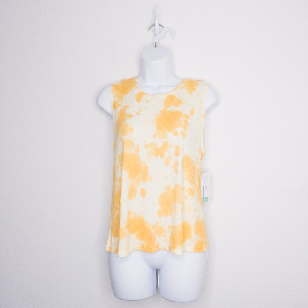 Abound Women's Tank Top Small Yellow Tie-dye Sleeveless Shirt